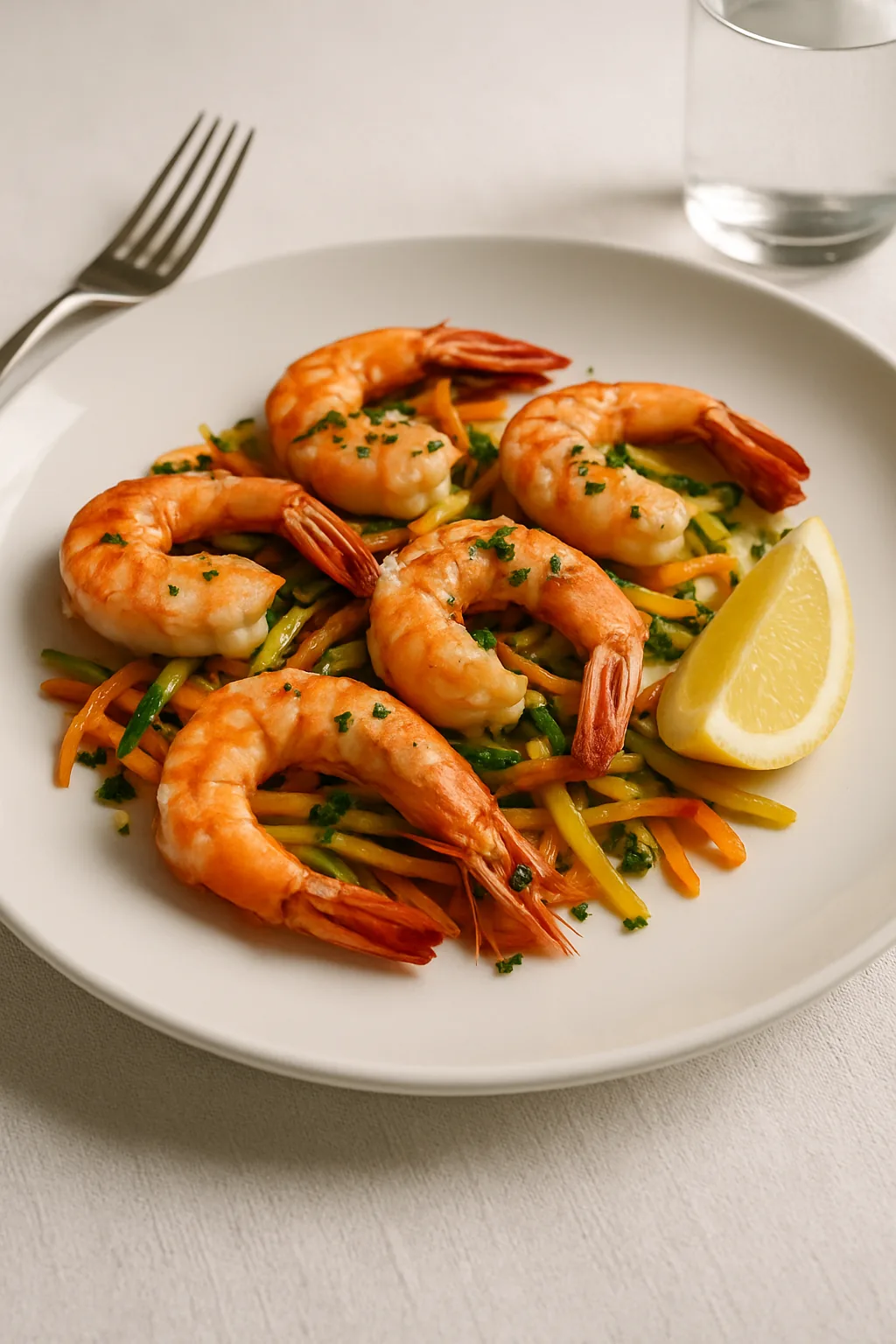 Garnelenpfanne mit Gemüsejulienne